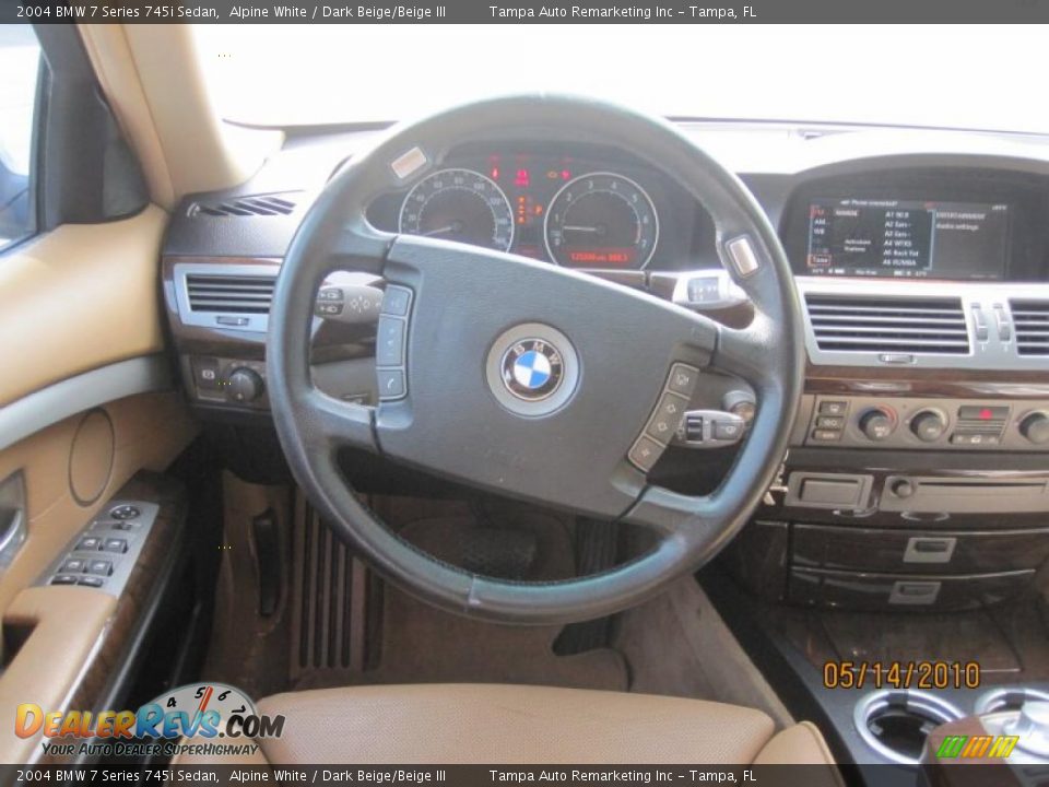 2004 BMW 7 Series 745i Sedan Alpine White / Dark Beige/Beige III Photo #24