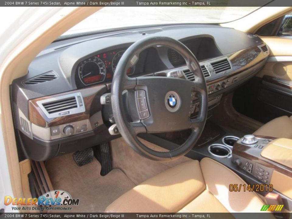 2004 BMW 7 Series 745i Sedan Alpine White / Dark Beige/Beige III Photo #27