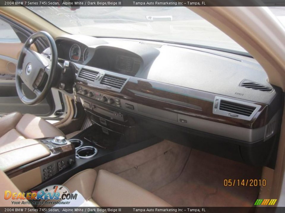 2004 BMW 7 Series 745i Sedan Alpine White / Dark Beige/Beige III Photo #28