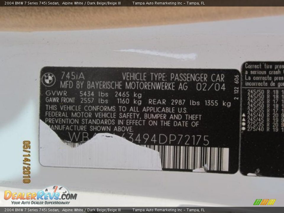 2004 BMW 7 Series 745i Sedan Alpine White / Dark Beige/Beige III Photo #30