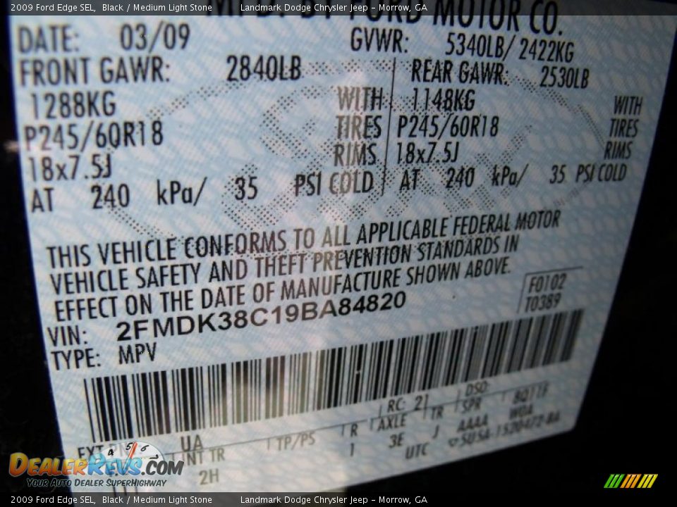 2009 Ford Edge SEL Black / Medium Light Stone Photo #29