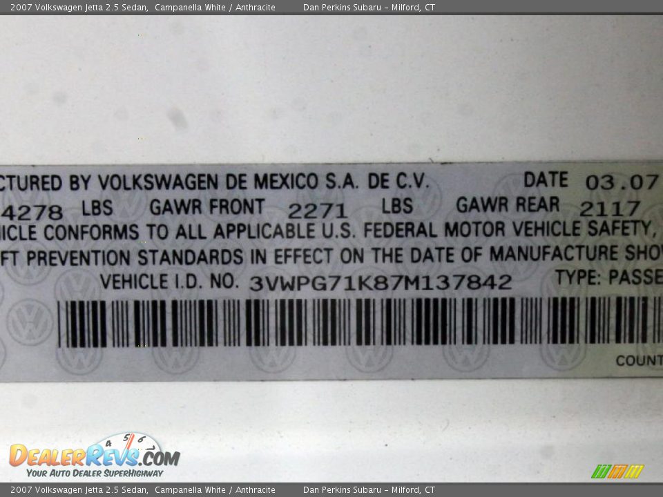 2007 Volkswagen Jetta 2.5 Sedan Campanella White / Anthracite Photo #26