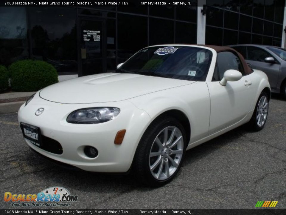 2008 Mazda MX-5 Miata Grand Touring Roadster Marble White / Tan Photo #7