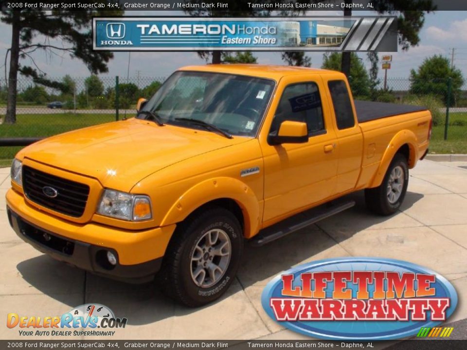 2008 Ford Ranger Sport SuperCab 4x4 Grabber Orange / Medium Dark Flint Photo #1