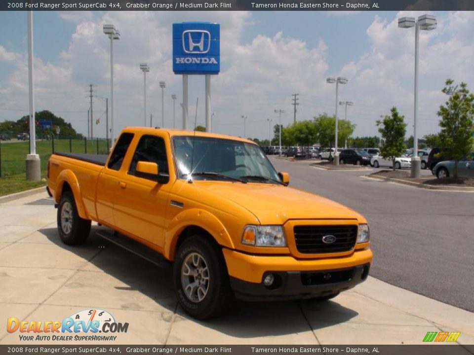 2008 Ford Ranger Sport SuperCab 4x4 Grabber Orange / Medium Dark Flint Photo #2