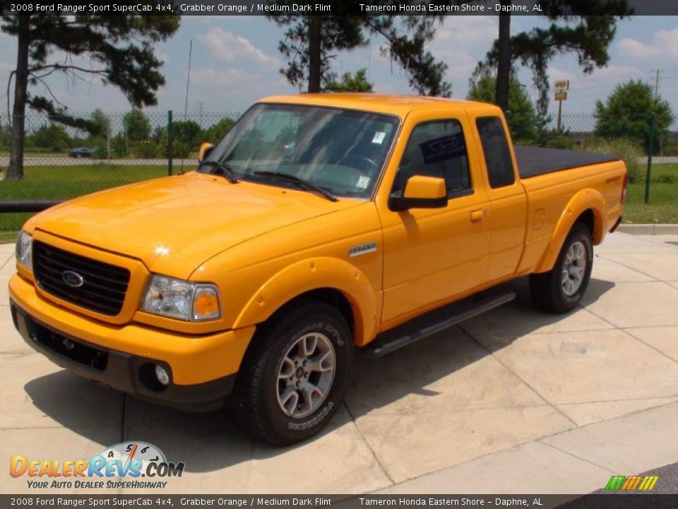 2008 Ford Ranger Sport SuperCab 4x4 Grabber Orange / Medium Dark Flint Photo #12