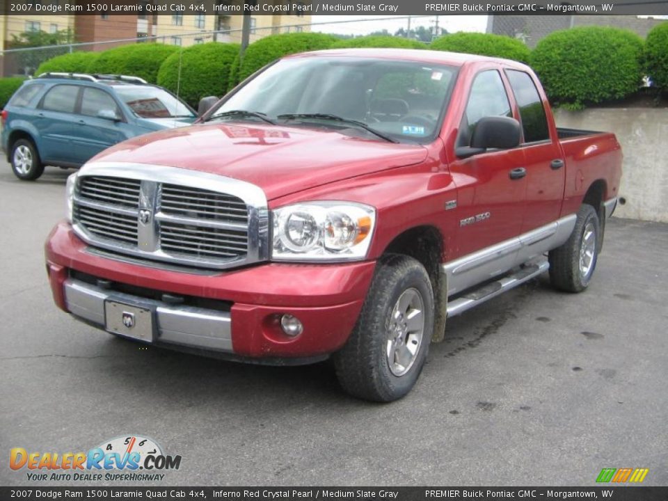 2007 Dodge Ram 1500 Laramie Quad Cab 4x4 Inferno Red Crystal Pearl / Medium Slate Gray Photo #2
