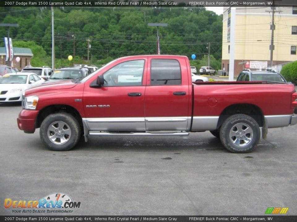 2007 Dodge Ram 1500 Laramie Quad Cab 4x4 Inferno Red Crystal Pearl / Medium Slate Gray Photo #3