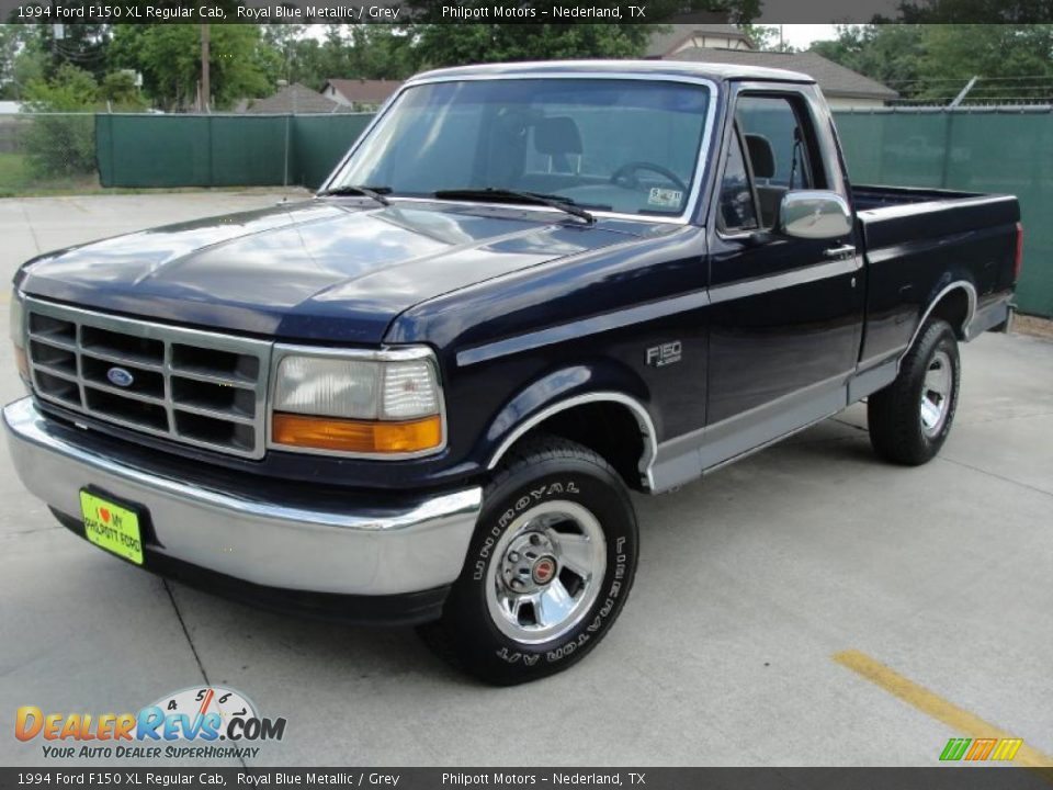 1994 Ford F150 XL Regular Cab Royal Blue Metallic / Grey Photo #7