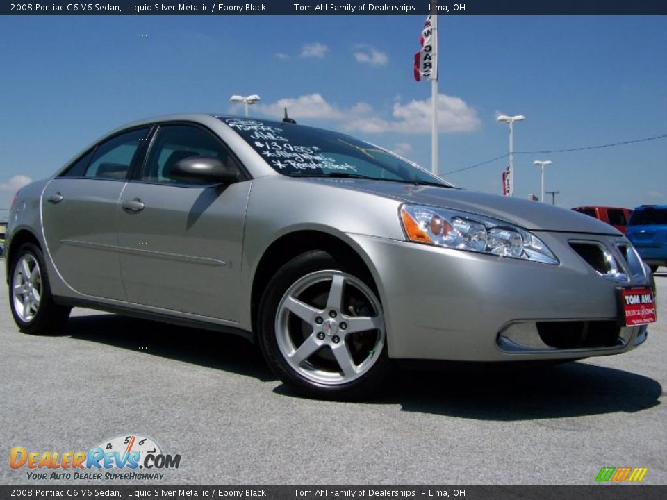 2008 Pontiac G6 V6 Sedan Liquid Silver Metallic / Ebony Black Photo #1