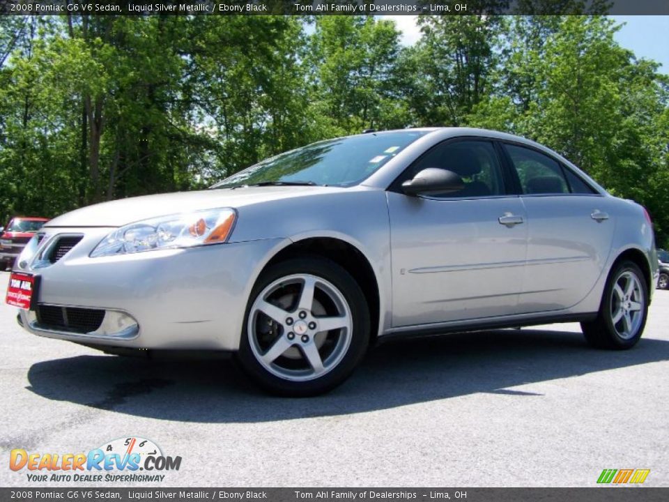 2008 Pontiac G6 V6 Sedan Liquid Silver Metallic / Ebony Black Photo #5