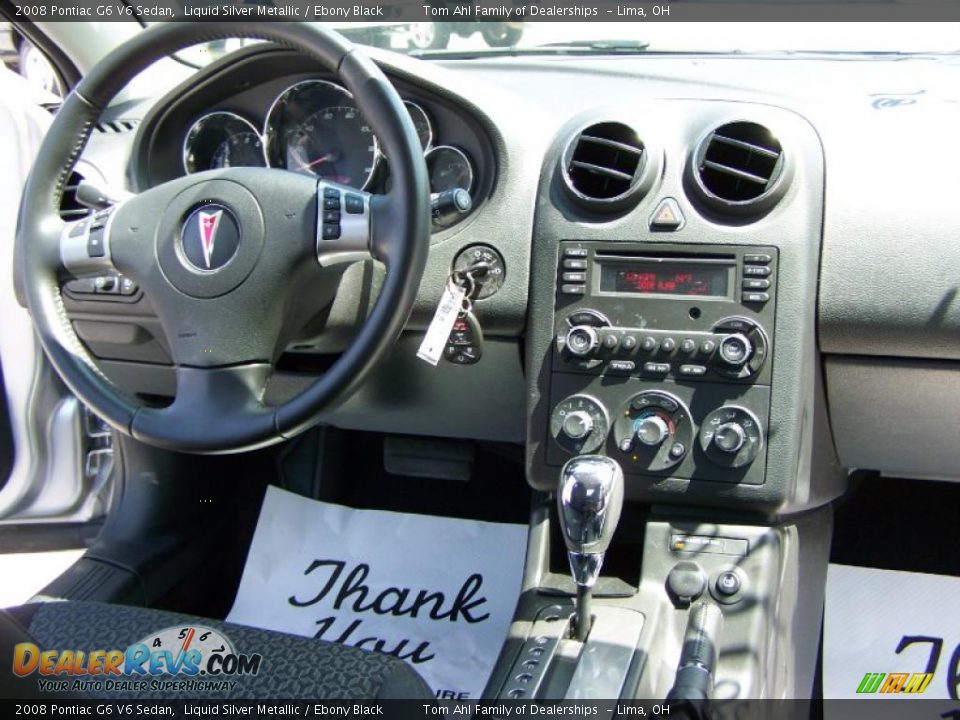 2008 Pontiac G6 V6 Sedan Liquid Silver Metallic / Ebony Black Photo #15