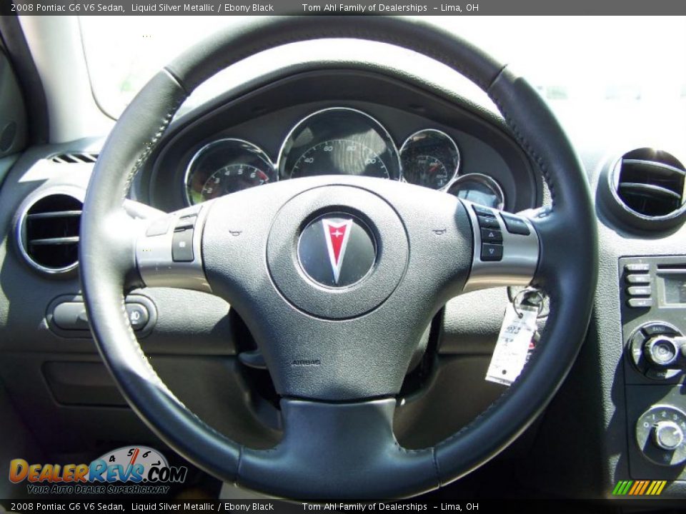 2008 Pontiac G6 V6 Sedan Liquid Silver Metallic / Ebony Black Photo #18