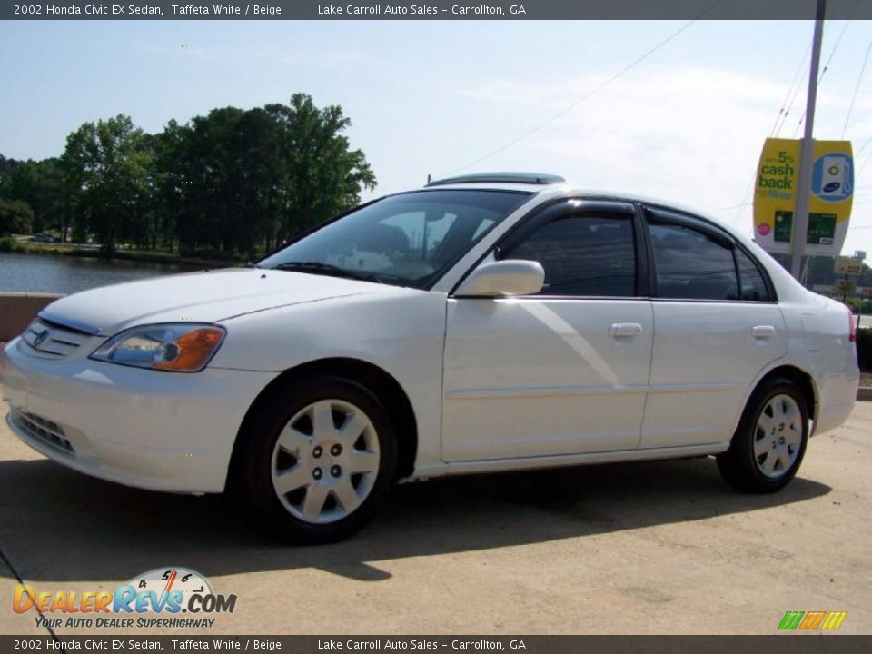 2002 Honda Civic EX Sedan Taffeta White / Beige Photo #2