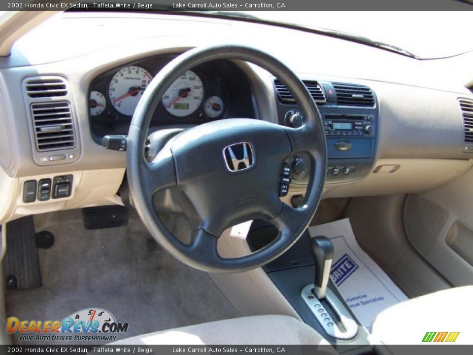 2002 Honda Civic EX Sedan Taffeta White / Beige Photo #5