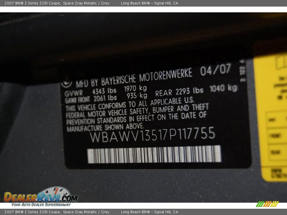 2007 BMW 3 Series 328i Coupe Space Gray Metallic / Grey Photo #15