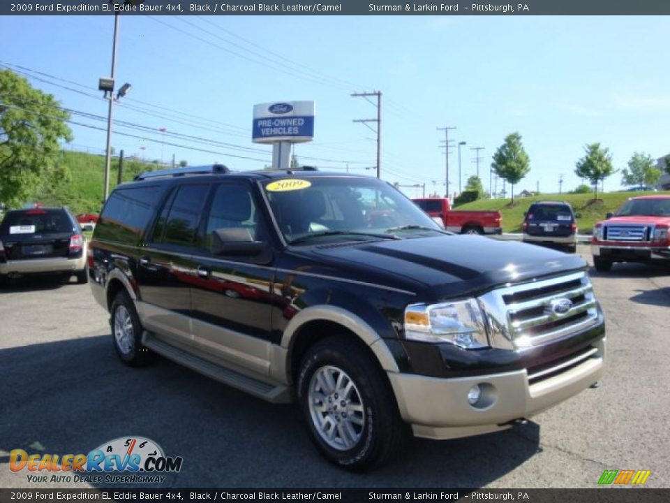 2009 Ford Expedition EL Eddie Bauer 4x4 Black / Charcoal Black Leather/Camel Photo #1