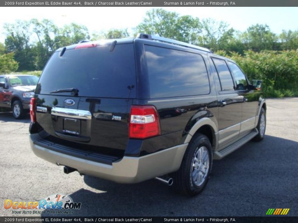 2009 Ford Expedition EL Eddie Bauer 4x4 Black / Charcoal Black Leather/Camel Photo #3