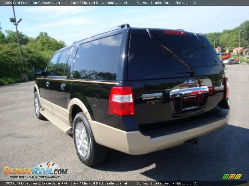 2009 Ford Expedition EL Eddie Bauer 4x4 Black / Charcoal Black Leather/Camel Photo #5