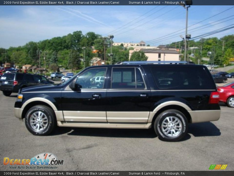 2009 Ford Expedition EL Eddie Bauer 4x4 Black / Charcoal Black Leather/Camel Photo #6