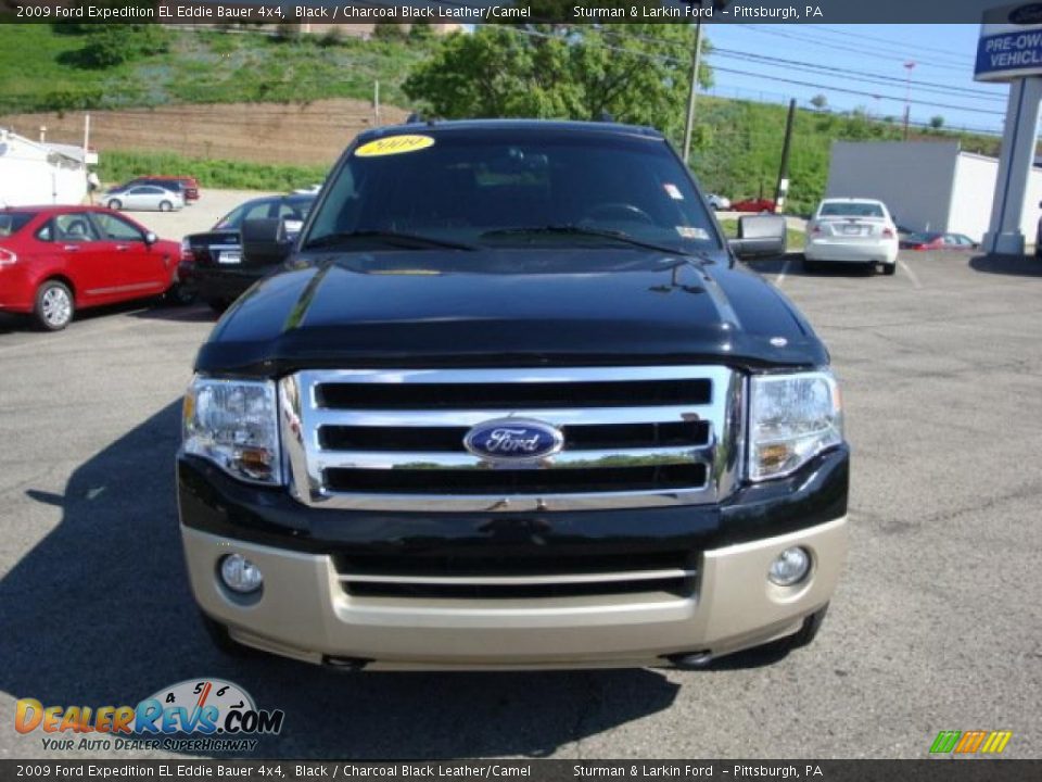 2009 Ford Expedition EL Eddie Bauer 4x4 Black / Charcoal Black Leather/Camel Photo #11