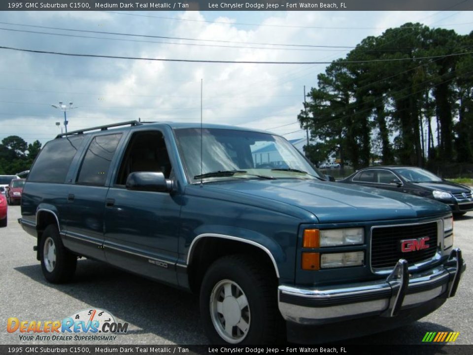 1995 GMC Suburban C1500 Medium Dark Teal Metallic / Tan Photo #7