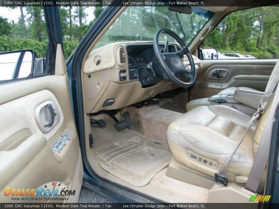 1995 GMC Suburban C1500 Medium Dark Teal Metallic / Tan Photo #12