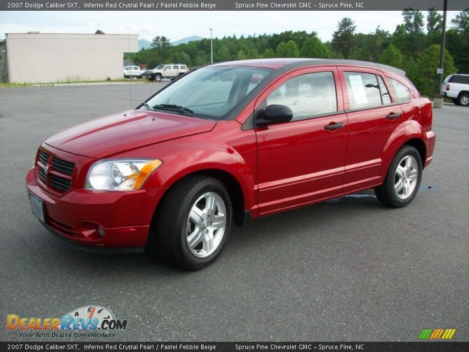 2007 Dodge Caliber SXT Inferno Red Crystal Pearl / Pastel Pebble Beige Photo #1