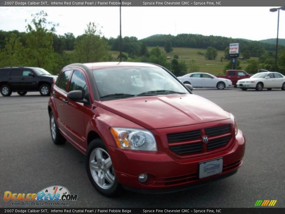 2007 Dodge Caliber SXT Inferno Red Crystal Pearl / Pastel Pebble Beige Photo #5