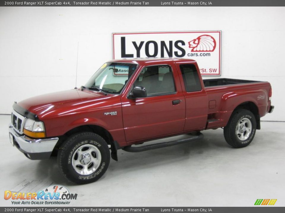 2000 Ford Ranger XLT SuperCab 4x4 Toreador Red Metallic / Medium Prairie Tan Photo #1