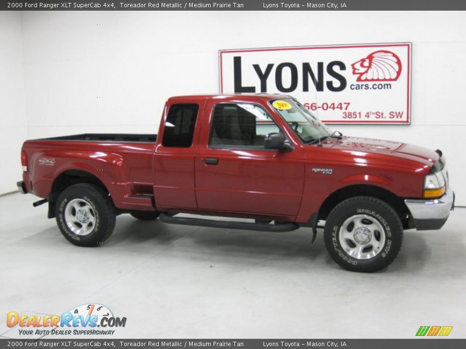 2000 Ford Ranger XLT SuperCab 4x4 Toreador Red Metallic / Medium Prairie Tan Photo #23