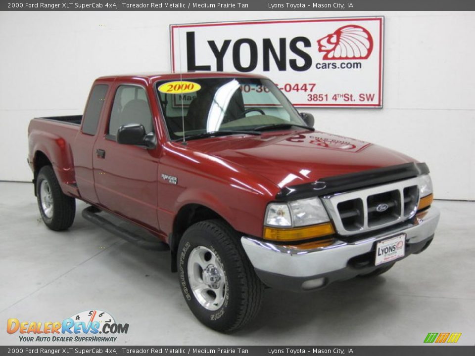 2000 Ford Ranger XLT SuperCab 4x4 Toreador Red Metallic / Medium Prairie Tan Photo #25