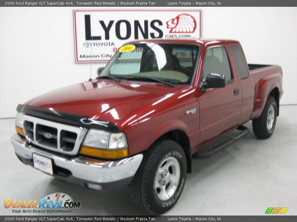 2000 Ford Ranger XLT SuperCab 4x4 Toreador Red Metallic / Medium Prairie Tan Photo #27