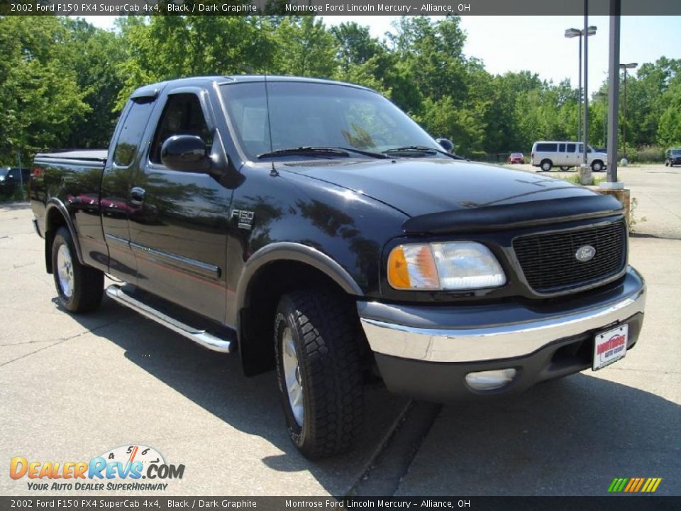 2002 Ford F150 FX4 SuperCab 4x4 Black / Dark Graphite Photo #7