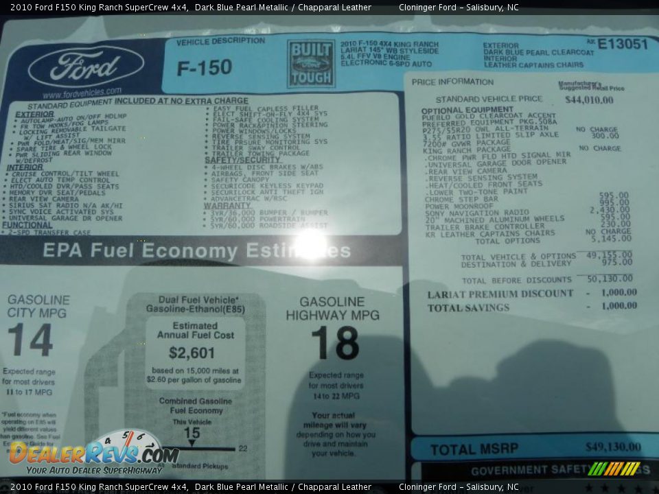 2010 Ford F150 King Ranch SuperCrew 4x4 Dark Blue Pearl Metallic / Chapparal Leather Photo #11