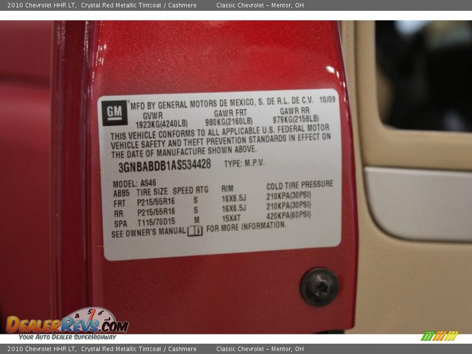 2010 Chevrolet HHR LT Crystal Red Metallic Tintcoat / Cashmere Photo #27