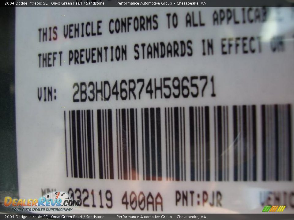 2004 Dodge Intrepid SE Onyx Green Pearl / Sandstone Photo #23