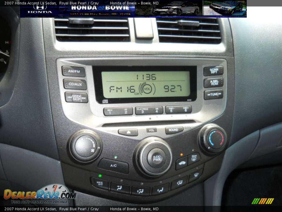 2007 Honda Accord LX Sedan Royal Blue Pearl / Gray Photo #16