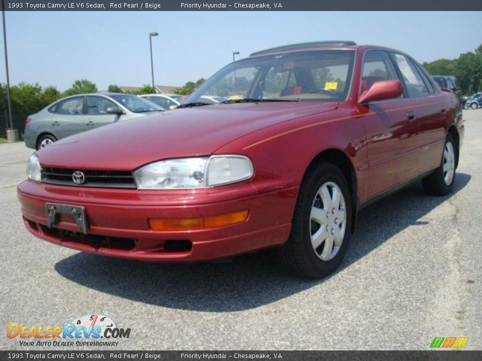 1993 Toyota Camry LE V6 Sedan Red Pearl / Beige Photo #1