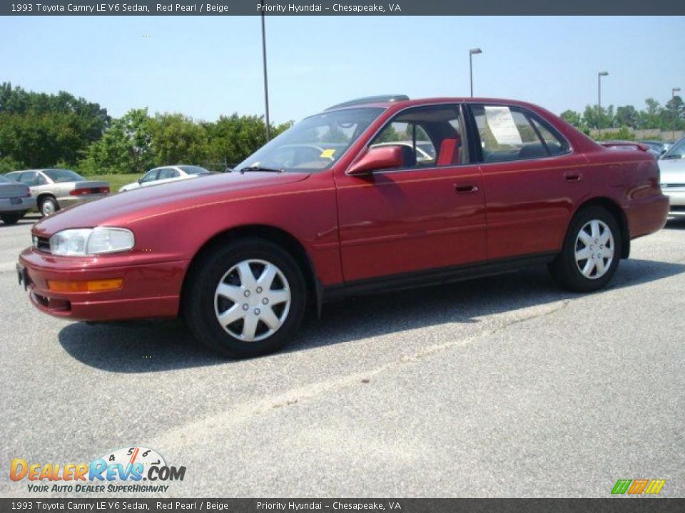 1993 Toyota Camry LE V6 Sedan Red Pearl / Beige Photo #2