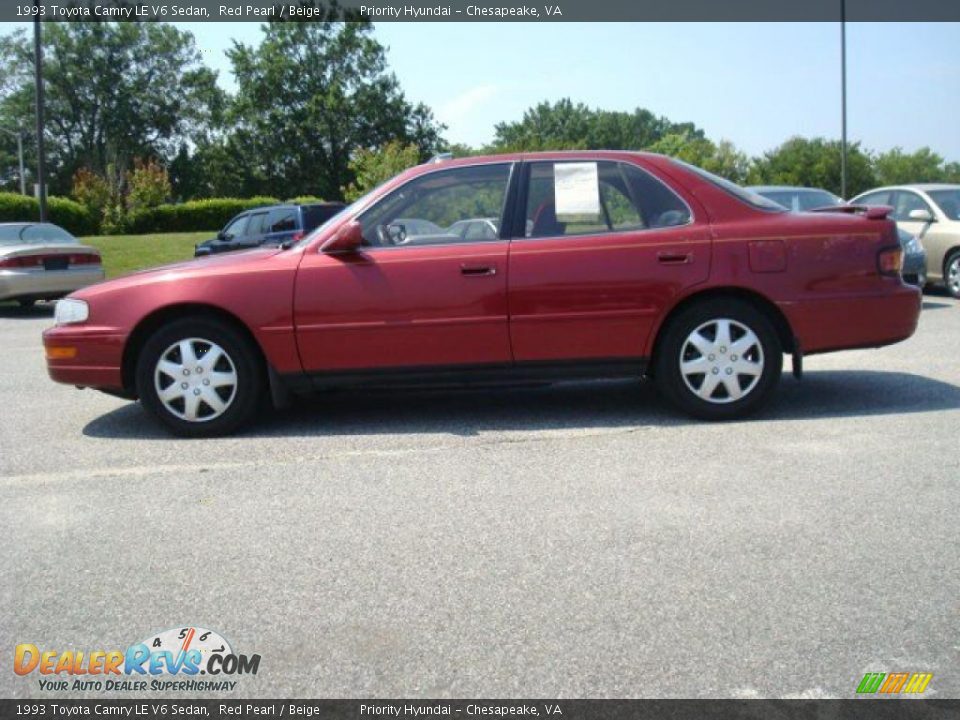 1993 Toyota Camry LE V6 Sedan Red Pearl / Beige Photo #3