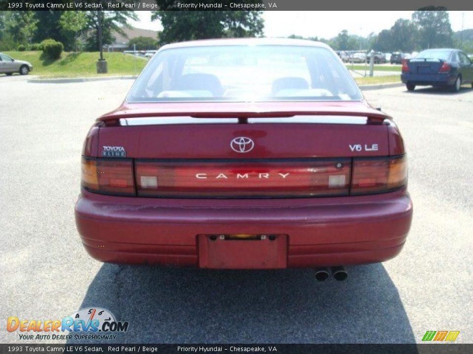 1993 Toyota Camry LE V6 Sedan Red Pearl / Beige Photo #5