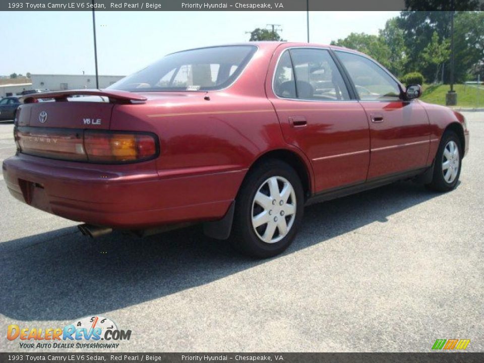 1993 Toyota Camry LE V6 Sedan Red Pearl / Beige Photo #6