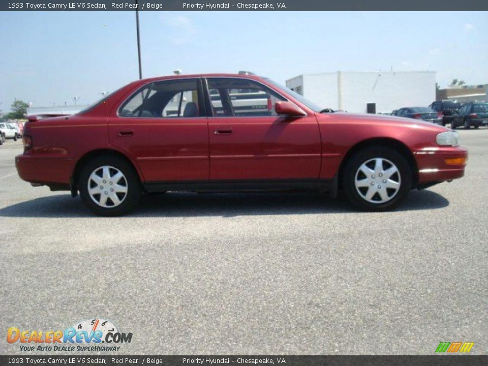 1993 Toyota Camry LE V6 Sedan Red Pearl / Beige Photo #7