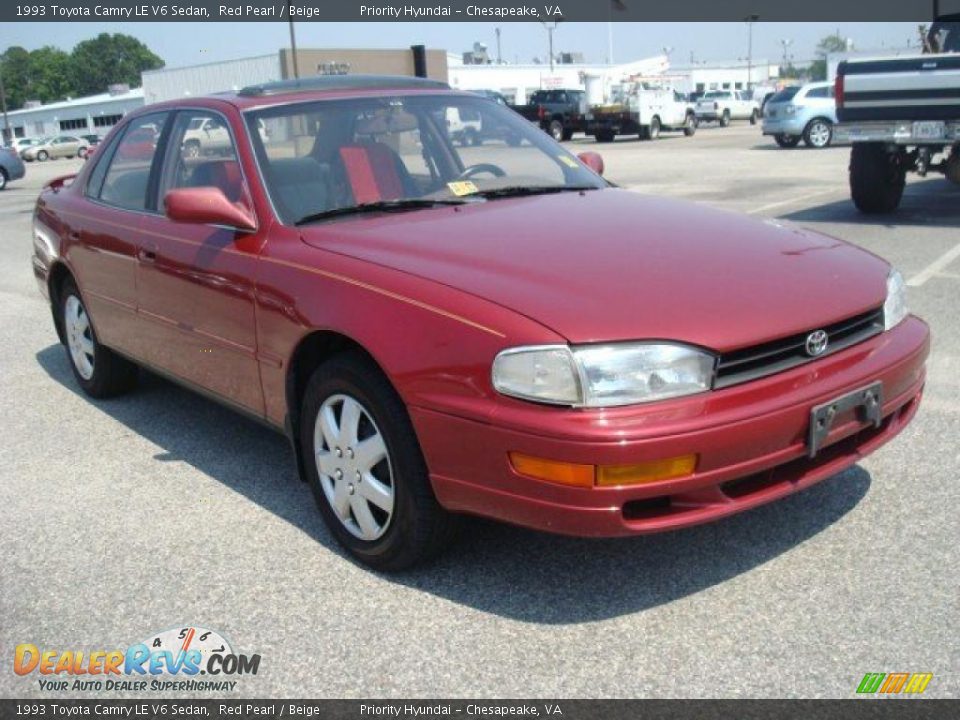 1993 Toyota Camry LE V6 Sedan Red Pearl / Beige Photo #8