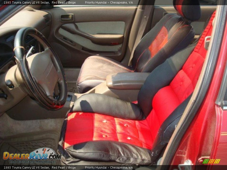1993 Toyota Camry LE V6 Sedan Red Pearl / Beige Photo #10
