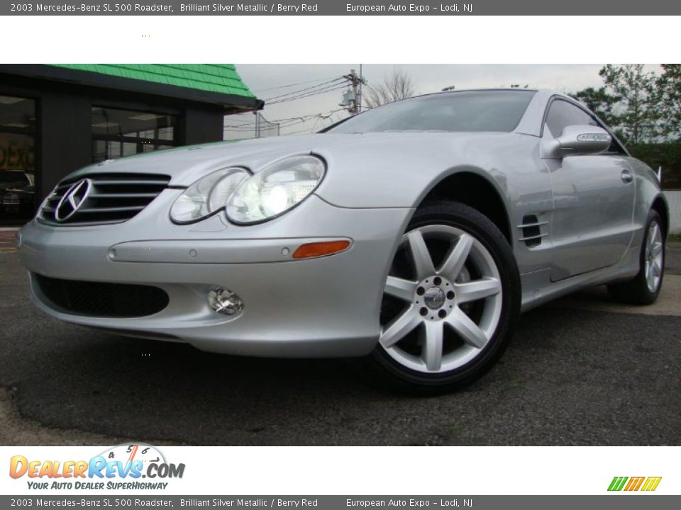 2003 Mercedes-Benz SL 500 Roadster Brilliant Silver Metallic / Berry Red Photo #1