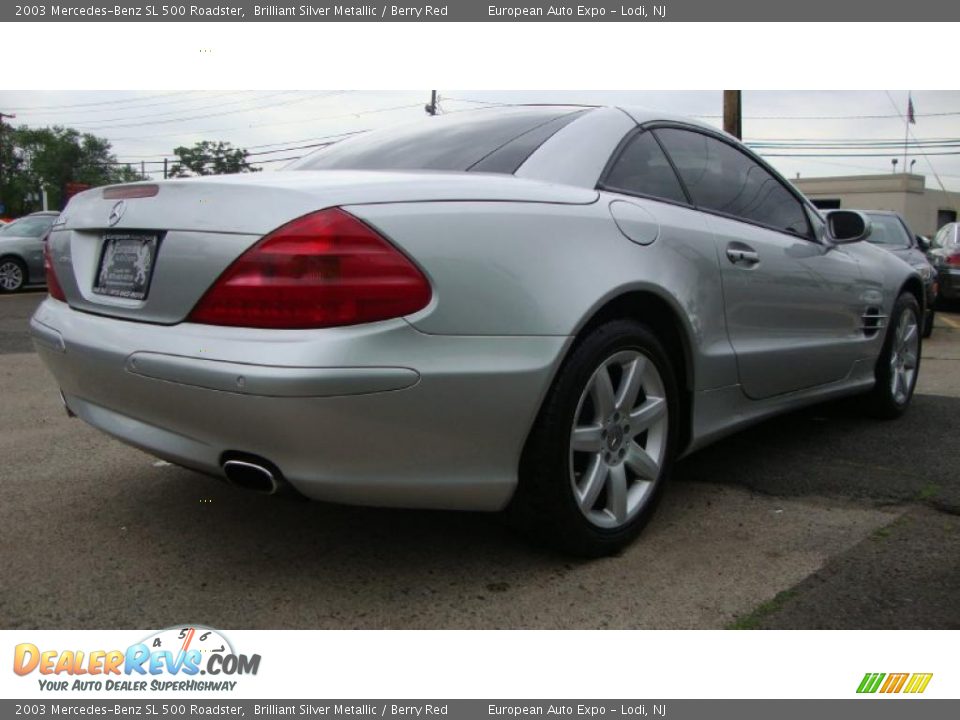 2003 Mercedes-Benz SL 500 Roadster Brilliant Silver Metallic / Berry Red Photo #4