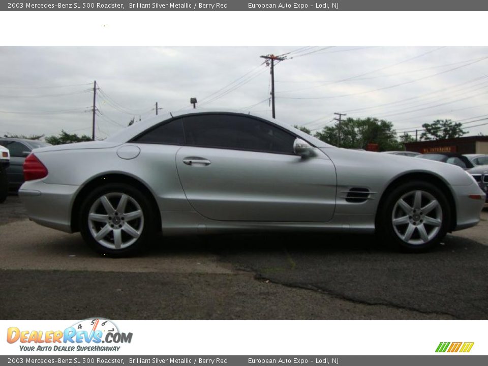 2003 Mercedes-Benz SL 500 Roadster Brilliant Silver Metallic / Berry Red Photo #5