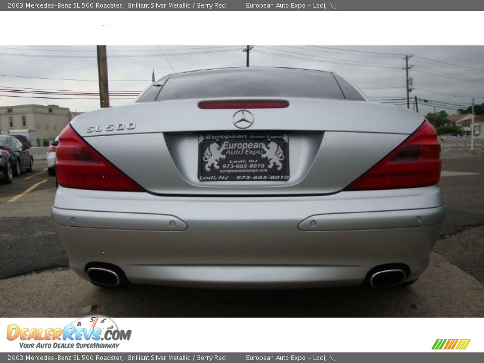 2003 Mercedes-Benz SL 500 Roadster Brilliant Silver Metallic / Berry Red Photo #6